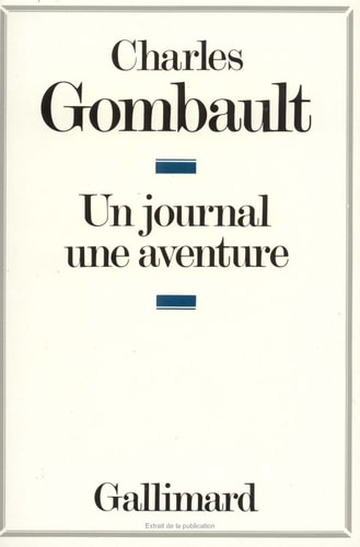 UN JOURNAL UNE AVENTURE, de Charles Gombault | portada del libro