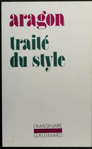 TRAITE DU STYLE, de Aragon | portada del libro