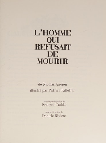 L'HOMME QUI REFUSAIT DE MOURIR, de Nicolas Ancion | portada del libro