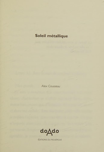 SOLEIL METALLIQUE, de Alex Cousseau | portada del libro