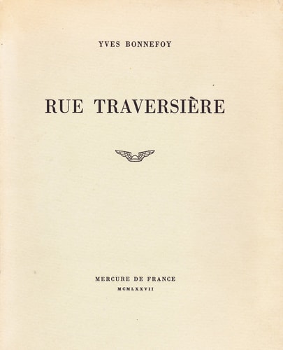 RUE TRAVERSIERE, de Bonnefoy | portada del libro