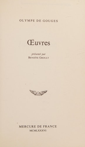 OEUVRES, de Olympe de Gouges | portada del libro