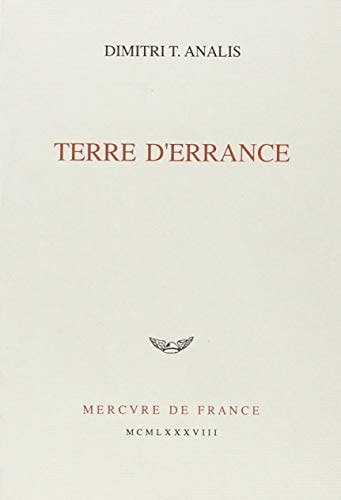 TERRE D'ERRANCE, de Dimitri T. Analis | portada del libro