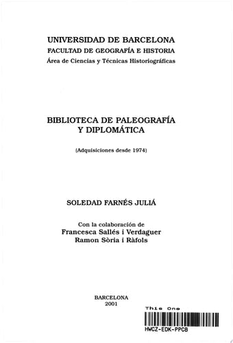 Biblioteca de Paleograf¡a y Diplomática - Adquisiciones desde 1974 -, de FARNES JULIA | portada del libro