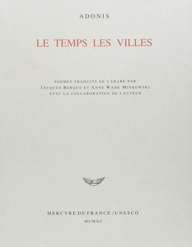 LE TEMPS LES VILLES, de Adonis | portada del libro