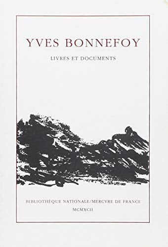 LIVRES ET DOCUMENTS, de Bonnefoy | portada del libro