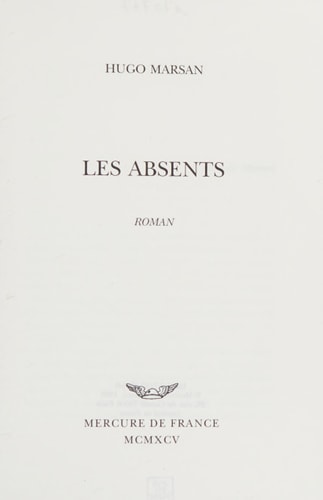 LES ABSENTS, de Hugo Marsan | portada del libro