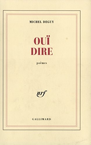 OUI DIRE, de Michel Deguy | portada del libro