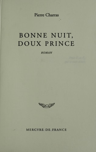BONNE NUIT DOUX PRINCE, de Charras | portada del libro