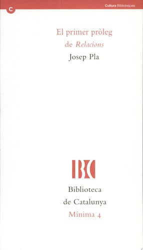 primer pròleg de Relacions/El, de PLA | portada del libro