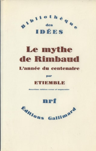 LE MYTHE DE RIMBAUD, de Etiemble | portada del libro
