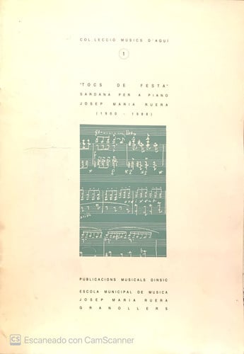 Tocs de festa (Sardana para piano), de RUERA PINART | portada del libro