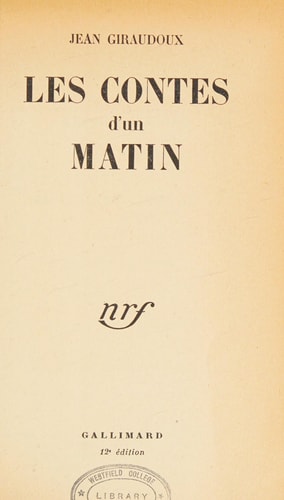 LES CONTES D'UN MATIN, de Giraudoux | portada del libro