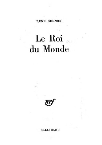 LE ROI DU MONDE, de Guénon | portada del libro