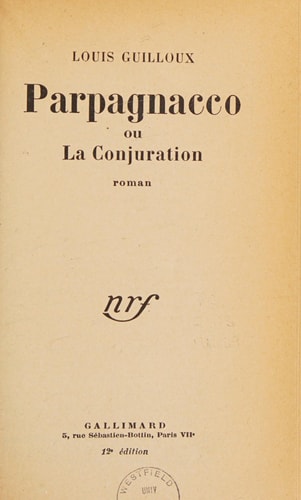 PARPAGNACCO OU LA CONJURATION, de Guilloux | portada del libro