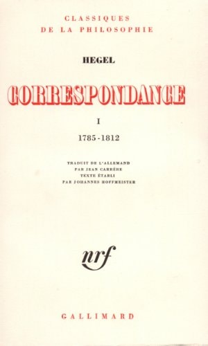 CORRESPONDANCE T1, de Georg Wilhelm Friedrich Hegel | portada del libro