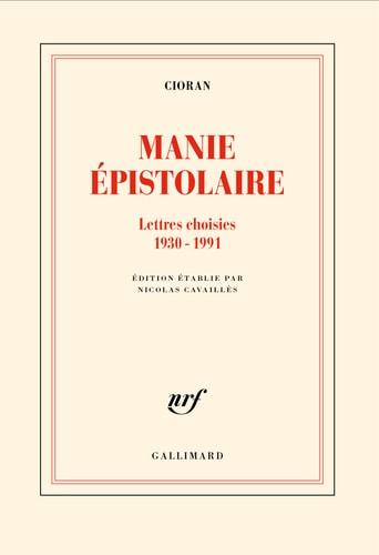 MANIE EPISTOLAIRE, de Emile M. Cioran | portada del libro