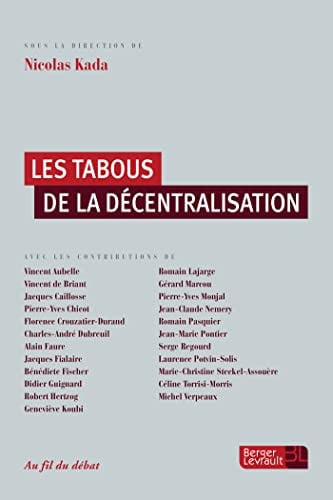 LES TABOUS DE LA DECENTRALISATION, de KADA NICOLAS | portada del libro
