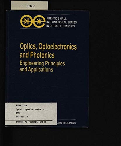 OPTICS OPTOELECTRONICS PHOTONICS, de BILLING | portada del libro