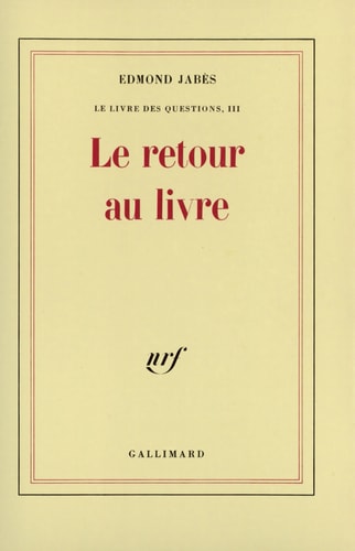 LE RETOUR AU LIVRE, de Edmond Jabès | portada del libro