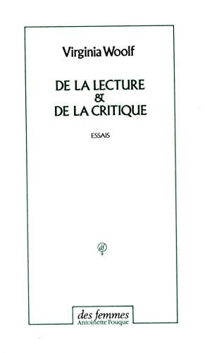 DE LA LECTURE ET DE LA CRITIQUE, de WOOLF VIRGINIA | portada del libro
