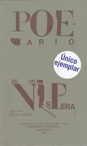 Poemario de una víspera, de Sánchez Matilla | portada del libro