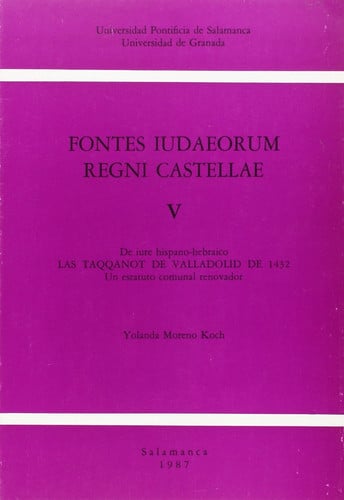 Fontes iudaeorum regni castellae V, de Moreno Koch | portada del libro