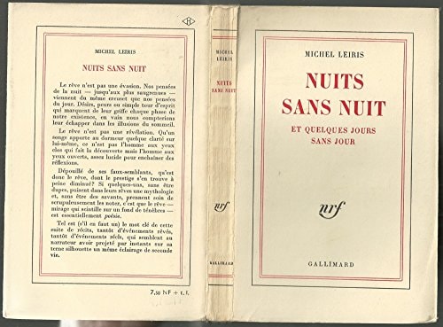 NUITS SANS NUIT ET QUELQUES JOURS SANS JOUR, de Leiris | portada del libro