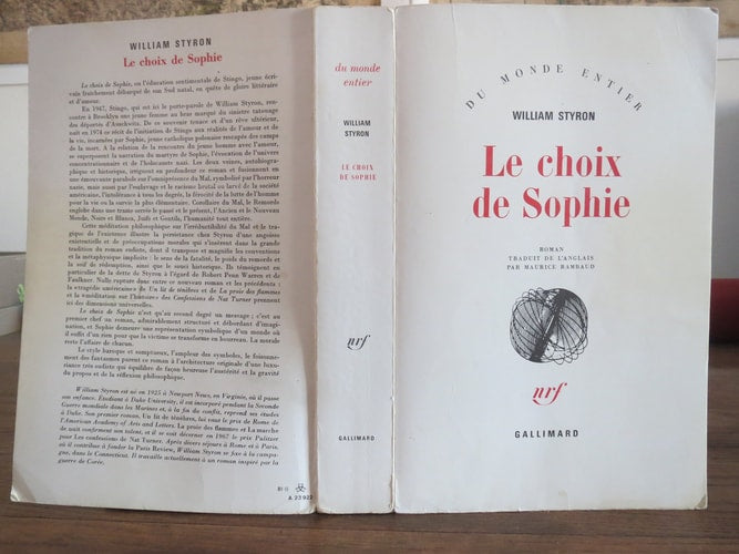 LE CHOIX DE SOPHIE, de William Styron | portada del libro