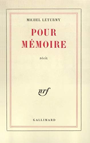 POUR MEMOIRE, de Michel Léturmy | portada del libro