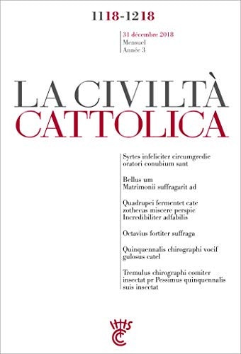 CIVILTA CATTOLICA NOV-DEC 2018, de Spadaro  sj | portada del libro