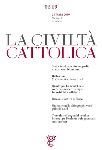 LA CIVILTA CATTOLICA FEVRIER 2019, de Spadaro  sj | portada del libro