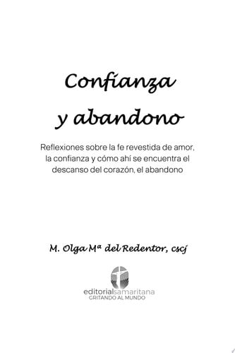 CONFIANZA Y ABANDONO, de CSCJ MADRE OLGA MARIA DEL REDENTOR | portada del libro