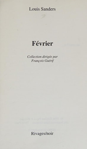FEVRIER, de Louis Sanders | portada del libro