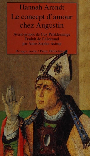 LE CONCEPT D'AMOUR CHEZ AUGUSTIN, de Hannah Arendt | portada del libro