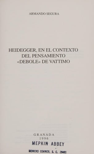 HEIDEGGER, EN EL CONTEXTO, de SIN AUTOR | portada del libro