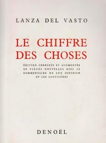LE CHIFFRE DES CHOSES, de Lanza del Vasto | portada del libro