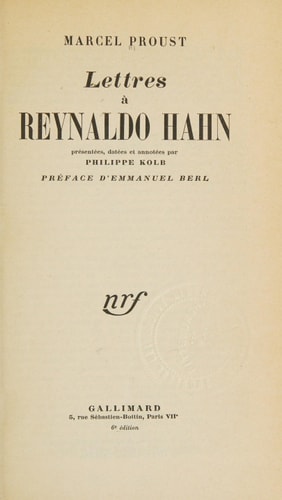 LETTRES A REYNALDO HAHN, de Marcel Proust | portada del libro