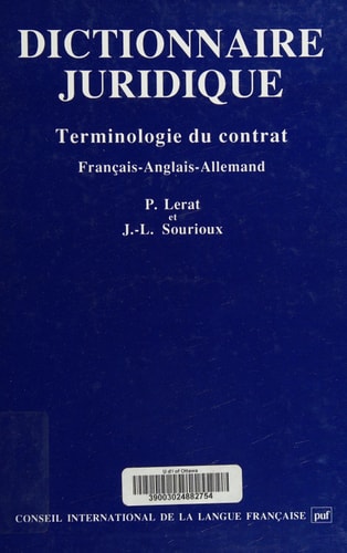 DICTIONNAIRE JURIDIQUE DU CONTRAT, de Pierre Lerat | portada del libro