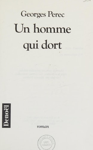 UN HOMME QUI DORT, de Józef Wincenty Ludwik Lewandowski | portada del libro
