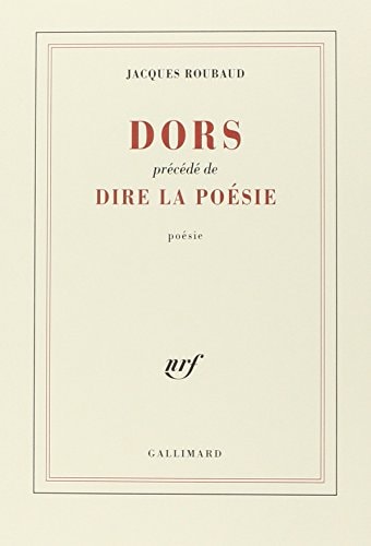 DORS / DIRE LA POESIE, de Roubaud | portada del libro