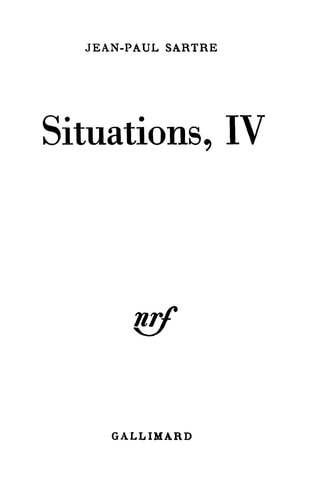SITUATIONS T4, de Jean-Paul Sartre | portada del libro