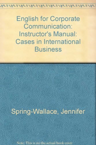 INSTRUCTOR'S MANUAL ENG.CORPORATE, de SPRING | portada del libro