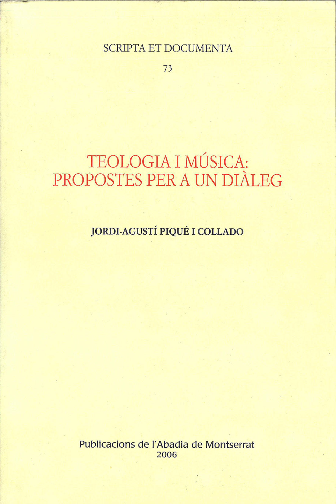 Teologia i música: propostes per a un diàleg, de JORDI AGUSTI PIQUE | portada del libro