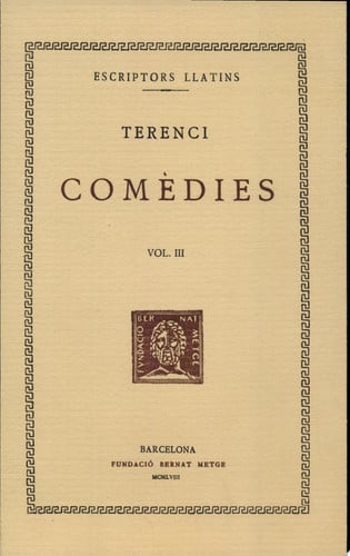 Comèdies, vol. III: Formió, de Terenci | portada del libro