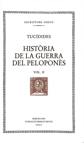 Història de la Guerra del Peloponnès, vol. II: llibre II, de Tucídides | portada del libro