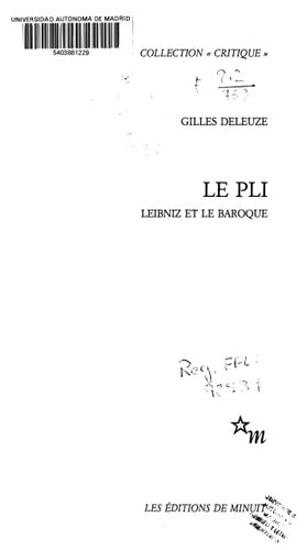 LE PLI LEIBNIZ ET LE BAROQUE, de Gilles Deleuze | portada del libro