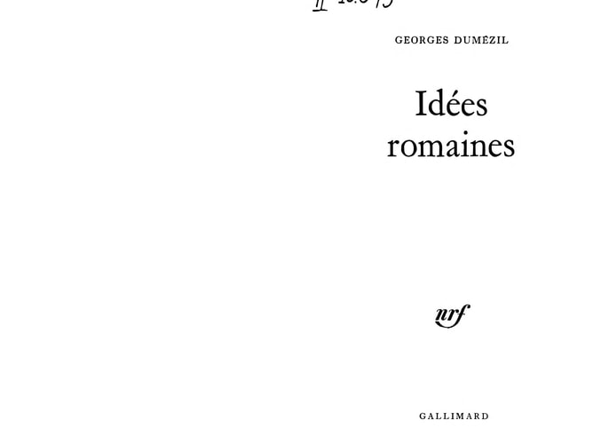 IDEES ROMAINES, de Dumézil | portada del libro