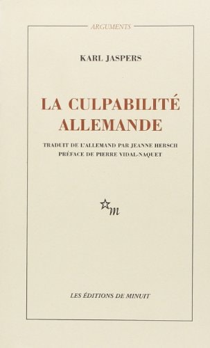 LA CULPABILITE ALLEMANDE, de Karl Jaspers | portada del libro