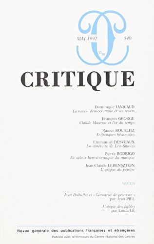 CRITIQUE 540, de COLLECTIF | portada del libro